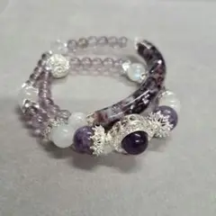 ハーフバングル パープルマイカ 天然石ブレスレット