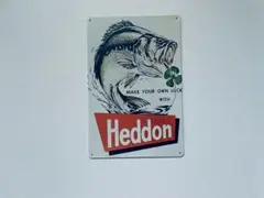 ブリキ看板 Heddon 魚 釣り 釣具 フィッシング 魚拓 バス P-377