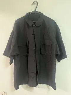 ジーユー ナイロンオーバーサイズシャツ XL ブラック