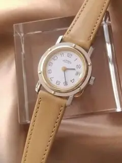 ⭐️綺麗 エルメス クリッパー 白 新品ベルト ベージュ 着物 レディース腕時計