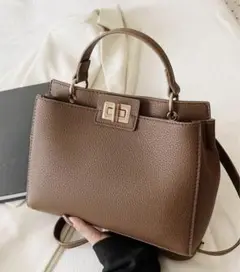 新品未使用 2way ショルダーバッグ ハンドバッグ レザー風 ブラウン