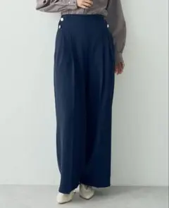 イエッカヴェッカ　金釦ワイドパンツ　ネイビー　M