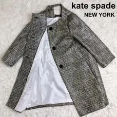希少 kate spade ケイトスペード コート ステンカラー ツイード