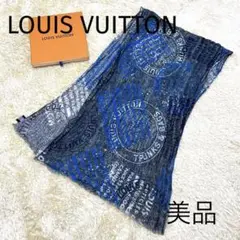 美品 LOUIS VUITTON ストール エトール デニムスタンプ ブルー