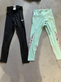 Reebok ミント ブラック レギンス キッズ