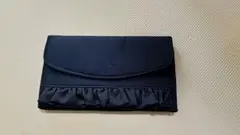 フランフラン　ネイビー フリル付きポーチ　母子手帳ケース