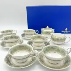 【希少 黒壺】ウェッジウッド コロンビア セージグリーン ティーセット 14点
