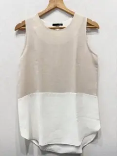 DOUDOU ノースリーブブラウス　ピンクベージュ