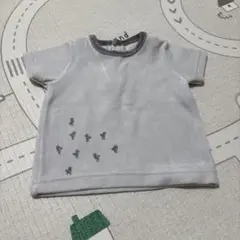 グレー 半袖Tシャツ 刺繍付き　プチバトー　petit Beteau