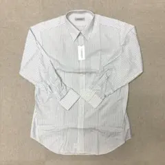 新品　LORDGENT シャツ　長袖　ストライプ　ホワイト　メンズ　Lサイズ