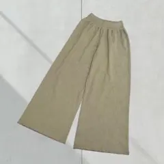 3111 ニットワイドパンツ　ベージュ　シンプル　ゆるだぼ　ウエストゴム