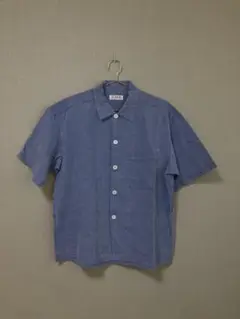 80s 90s DOMON シャンブレー半袖シャツ　デカボタン