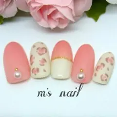 レオパード♡ピンク×マットコート ネイルチップ