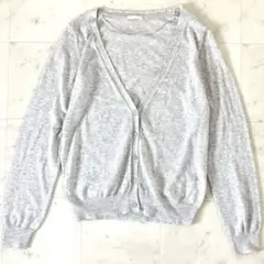 ジーユー GU カーディガン Vネック グレー M シンプル ベーシック