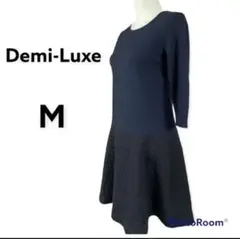326 Demi-Luxe ワンピース ネイビー M レーヨン ビームス