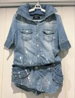【BACKS】デニムセットアップ　ペイント柄　レディース　コーデ