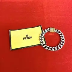 極 美品 フェンディ FF ロゴ モチーフ チェーン ブレスレット バングル