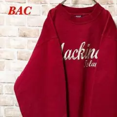 【希少】BAC スウェット　ビック刺繍　レッド　人気　ゆるダボ　Lサイズ