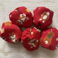 お手玉　3個セット　赤　柴犬　ハンドメイド
