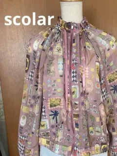 scolar スカラー カラフル ピンクプリントシャツ パーカー風