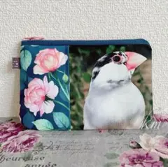 文鳥さんポーチ　桜文鳥　ハンドメイド　GR