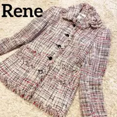 【美品】Rene ルネ ツイード ジャケット コサージュ付