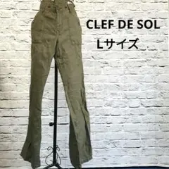 CLEF DE SOL L チノパン 綿 麻 レディース オリーブ カジュアル