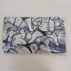 大相撲　相撲イラストのネイビーとホワイト手ぬぐい