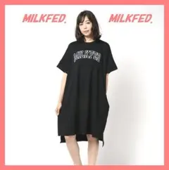 ☆ミルクフェド☆超美品☆完売ビッグ刺繍ロゴオーバーサイズロングTシャツワンピ☆