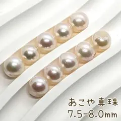 【LW38】新品 あこや真珠 ホワイトグリーンピンク 7.5-8.0ミリ 10個