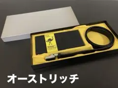 オーストリッチ　お札入れ・ベルトセット　ブラック