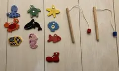 木のおもちゃ　つり　おさかな