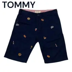 【TOMMY】美品 ハーフパンツ ロゴ刺繍 ショートパンツ メンズ M サイズ