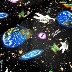 【1m】宇宙　生地　はぎれ　布　オックス生地　宇宙飛行士　惑星　男の子　女の子