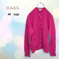 o.a.k.s カーディガン ピンク 厚手 (M) 長袖 ウール 送料無料