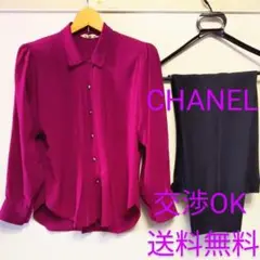 ワインレッドCHANELパンツフランス製 ドルマンプリーツ ヴィンテージ90s
