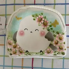 シマエナガ。ポーチ。トールペイント。