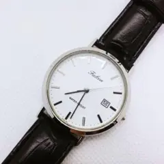 【新品】シチズン CITIZEN Q&Q シンプル腕時計 革ベルト 白 黒