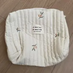 おむつポーチ オリーブ刺繍 キルティング
