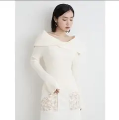 リリーブラウン ノットディテールロングスリットニット