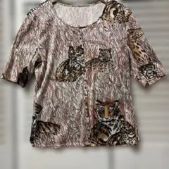 伊太利屋　動物柄 五分袖Tシャツ