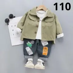 韓国子供服 ジャケットシャツ ロンT デニムパンツ セットアップ 110