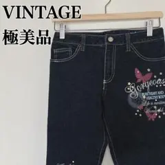 極美品⭐️ 刺繍 ダーク デニム パンツ