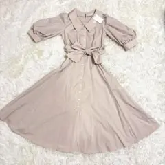 新品タグ付き　無地ランダムフレアーシャツワンピース