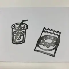 アイスティーとドーナツの消しゴムハンコ２個セット
