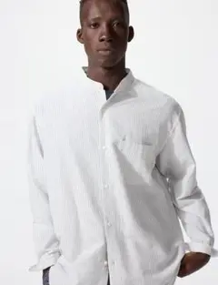 UNIQLO コットンリネンシャツ Lサイズ ストライプ