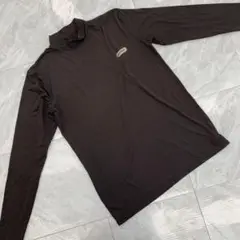 OUTDOOR 長袖 モックネック ロゴ プリントTシャツ ブラック Lサイズ