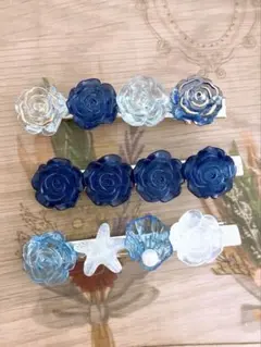 青薔薇のヘアクリップ