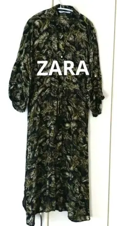 [ZARA]美品♥ボタニカル柄タッセルロング ワンピース 羽織り