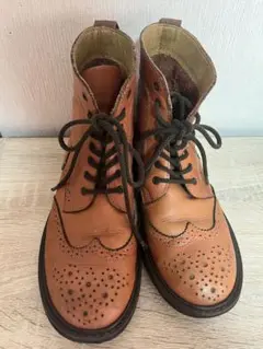 レザー ブローグ ブーツ ／キャメル／24cm